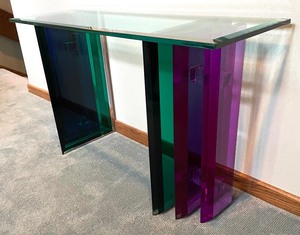 lot 8 image: Contemporary Multi Colored Glass Console Table