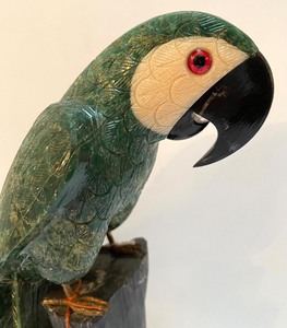 lot 87 image: Serpentina Marble Parrot Sculpture by Folclore