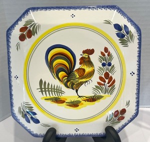 lot 174 image: Quimper Plate and Rooster Themed Decorative Glassware