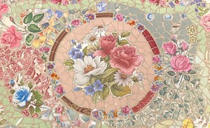 lot 183 image: White Wooden Mosaic Tray