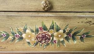 lot 123 image: Heavy Wooden Hinged Box with Painted Floral Design