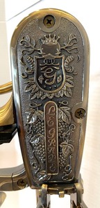 lot 294 image: Lagrale Wine Bottle Opener with Stand and a Vintage Brass Accented Cocktail Mixing Set