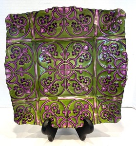 lot 295 image: Decorative Green and Purple Plate and Bowl