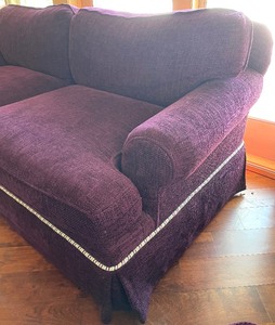 lot 26B image: Eggplant Colored Custom Made Upholestered Loveseat