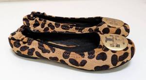 lot 209 image: Tory Burch Calf Hair Leopard Print Flats