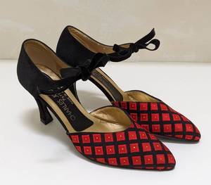 lot 211 image: Vintage Charles Jourdan Red and Black Pumps