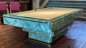 lot 14 image: Vintage Green Olhausen Custom Faux Marble Pool Table