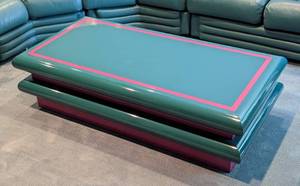 lot 28 image: Large Retro Contemporary Green and Pink Coffee Table