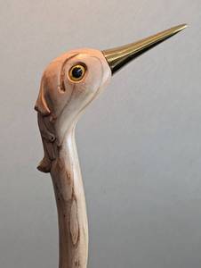 lot 31 image: Vintage Carved Wood Heron Sculpture