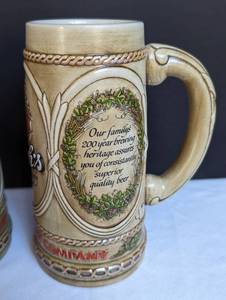 lot 247 image: Pair of Strohs Commemorative Ceramic Beer Steins
