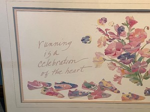 lot 401 image: Lynn Larson Framed Watercolor Print - Running is a Celebration of the Heart