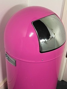 lot 411 image: Metal Hot Pink Garbage Can