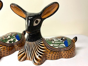 lot 110 image: Pair of Ceramic Decorative Painted Deer