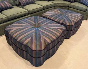 lot 6B image: Pair of Custom Upholstered Ottomans