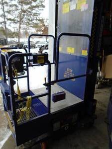 Balleymore man liftstock picker. Model TS150L. Used condition. 12 volt. Operates with jump pack up & down. Will need battery & safety switch repair. As shown. THIS ITEM HAS A RESERVE.