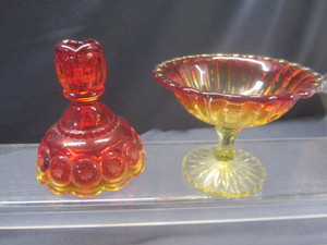 Amberina Candle Stand & Candy