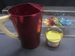 Vintage Aluminum Pitcher & Coasters