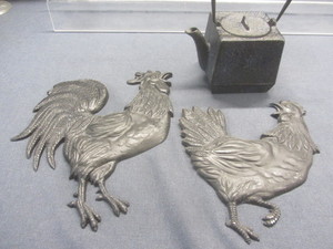 Chicken Wall Plaques, Cast Teapot