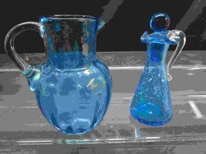 Blown Glass Pitcher & Cruet