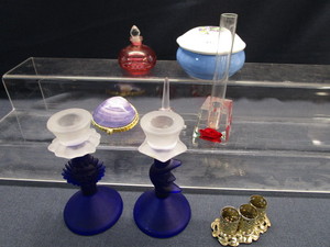 Cobalt Candle Stands, Dresser Items