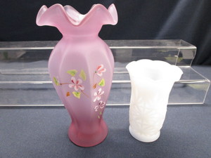 Satin Glass Vase & Milk Glass Vase