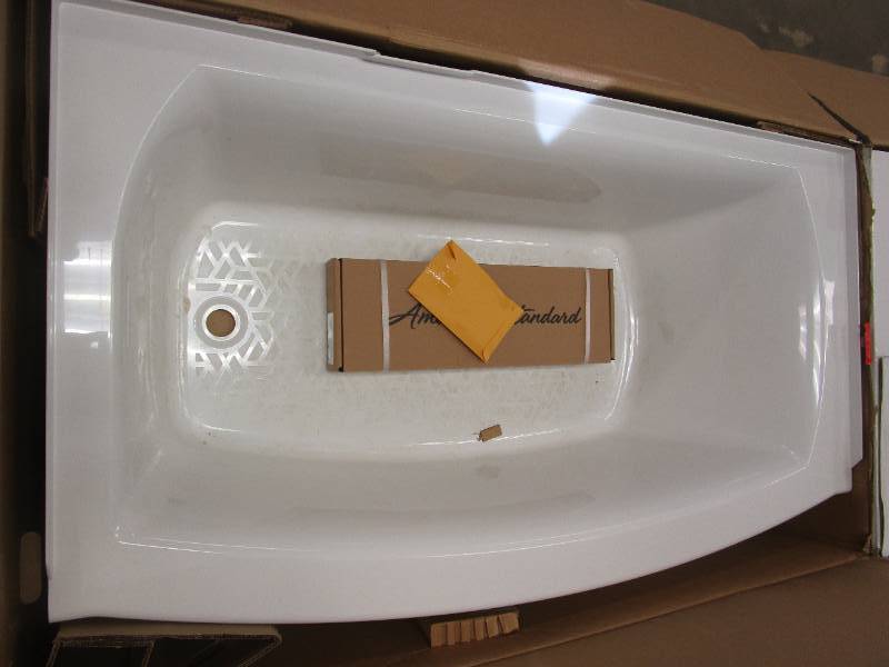 lot 8 image: American Standard  Ovation Curve 60 in. Left Drain Rectangular Apron Front Bathtub in Arctic White (SMALL CRACK ON THE TILE FLANGE)