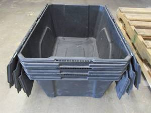 lot 13 image: 3 Husky 18 Gallon Flip top Storage Totes, In nice condition, Used in warehouse - SOLD AS IS