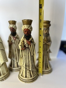 lot 73 image: Set of (5) Vintage Ornate WISEMEN Composite Candle Holder Figures 10 - Japan