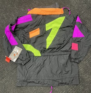 lot 9 image: NWT Vintage Womens Profile Ski Jacket Windbreaker 90s Black and Neon Size S