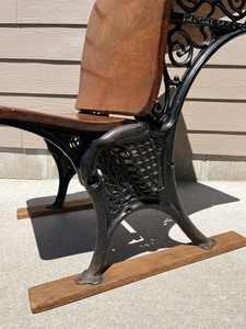 lot 49 image: Antique Wood And Cast Iron Folding Student Desk Minneapolis MN O&S F Co Chair