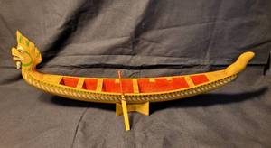 lot 14 image: Hand Made Hawaiian Wooden Canoe