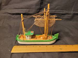 lot 19 image: Hand Made Wooden Sail Fishing Boat