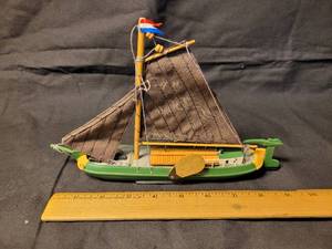 lot 34 image: Hand Made Wooden Sail Boat