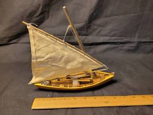lot 30 image: Hand Made Wooden Sail Boat