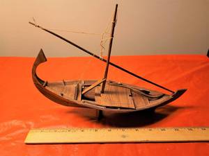 lot 12 image: Hand Made Wooden Sail Boat