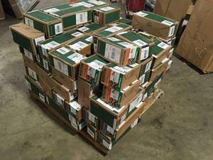 Pallet of Rain Bird Plastic Drip Irrigation Barbed Connector 4 pk, Boxes, Open Boxes, Review all pictures
