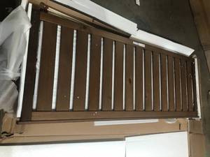 StyleWell  Gatestone King Walnut Brown Wood Bed with Vertical Slats (77 in. W x 48 in. H), Open Box, Customer return, Review all pictures
