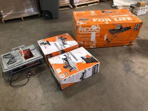 lot 9 image: Mix lot of Ridgid Wet Tile saws and more, Customer returns, Review all pictures