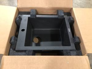 lot 11 image: BOCCHI Campino Uno Matte Black Granite Composite 16 in. Single Bowl Drop-InUndermount Bar Sink with Strainer, Customer return , Review all pictures