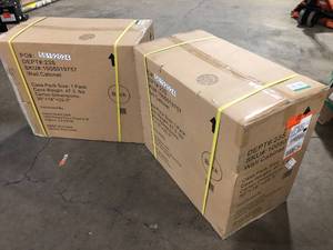 lot 20 image: Husky  Heavy Duty Welded 20-Gauge Steel 1-Drawer 2-Door Garage Base Cabinet in Black (28 in. W x 32 in. H x 21.5 in. D) open box customer return review all pictures