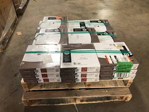 lot 28 image: TrafficMaster  Red Oak Parquet 12 in. x 12 in. Peel and Stick Vinyl Tile Flooring (30 sq. ft.  case) 24 boxes customer returns review all pictures