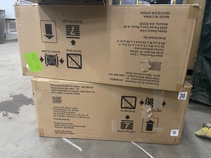 lot 41 image: Lot of 2 - Ready-to-Assemble 24-Gauge Steel Wall Mounted Garage Cabinet In Red