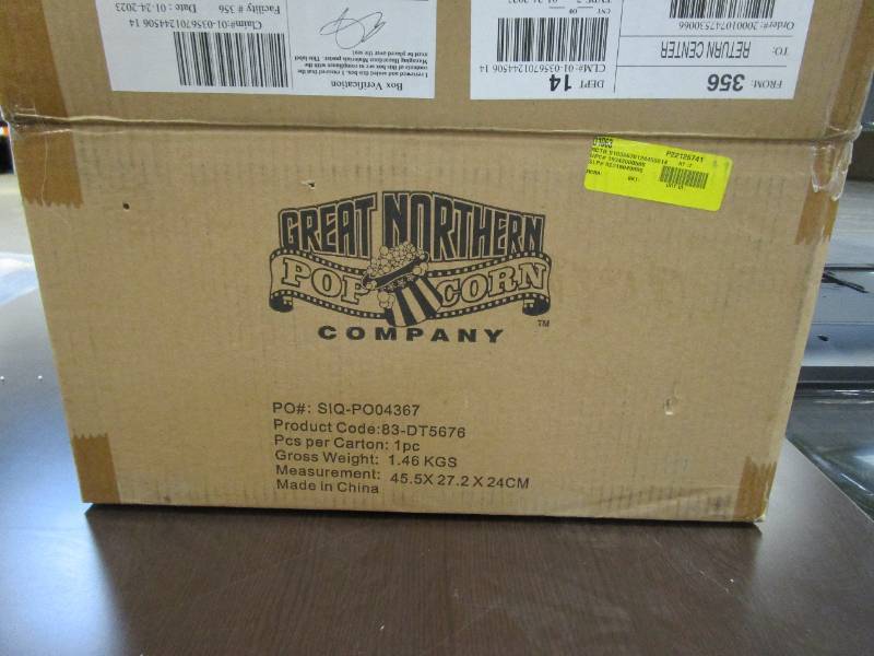 lot 651 image: Great Northern Popcorn 83-DT5676 Popcorn Machine, 6 Quart, Silver (OPEN BOX)