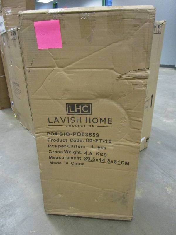 lot 561 image: Lavish Home Black Wooden Folding End Table with Removable Tray (OPEN BOX)