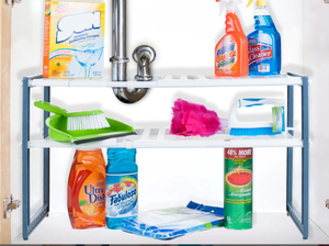 lot 695 image: LOT OF 2  Stalwart  11.325 in. x 17.75 in. x 15.325 in. White Plastic Sink and Cabinet Organizer (OPEN BOX)