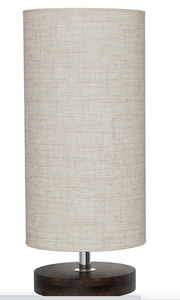 lot 708 image: Lavish Home Cylinder Lamp with Wood Base-Modern Light with LED Bulb Included Adjustable Height for Living Room, Bedroom, or Home Office (OPEN BOX)