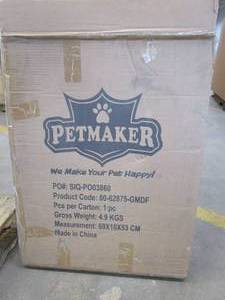 lot 682 image: PETMAKER Dog Gate for Doorways, Stairs or House Freestanding, Folding, Accordion Style, MDF Wooden Indoor Pet Fence (3 Panel, Gray) (OPEN BOX)