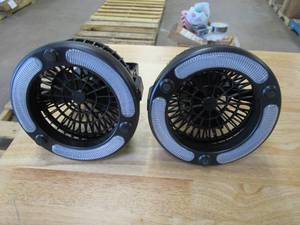 lot 696 image: LOT OF 2 6.25 in. LED IndoorOutdoor Black Ceiling Fan (OUT OF BOX)