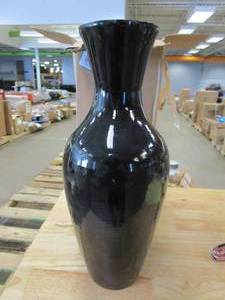 lot 709 image: Villacera  18 in. Black Decorative Handcrafted Bamboo Jar Vase (OPEN BOX)