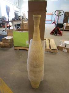 lot 710 image: Villacera 83-DEC7046 Handcrafted 35 in. Tall Natural Bamboo Decorative Bottle Shape Floor Vase for Silk Plants (OPEN BOX)